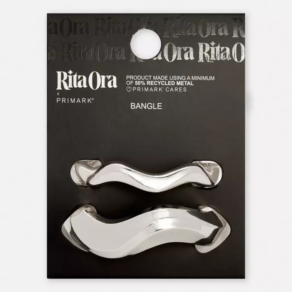 Primark X Rita Ora Collab : 2-Pack Silver Molded Bangles | NWT | Limited Edition